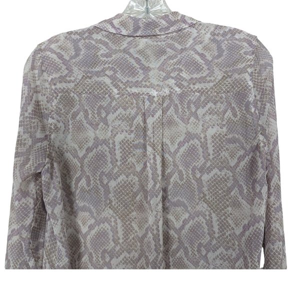 WORKING White House Black‎ Market long sleeve sheer Snake print button up Blouse - Picture 4 of 11